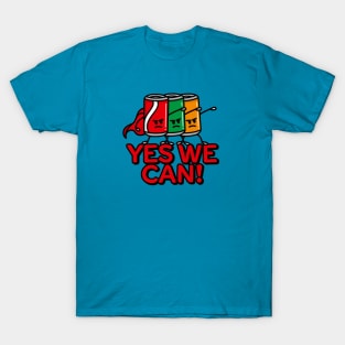 Yes we can, super hero funny Soda cans pun cartoon T-Shirt